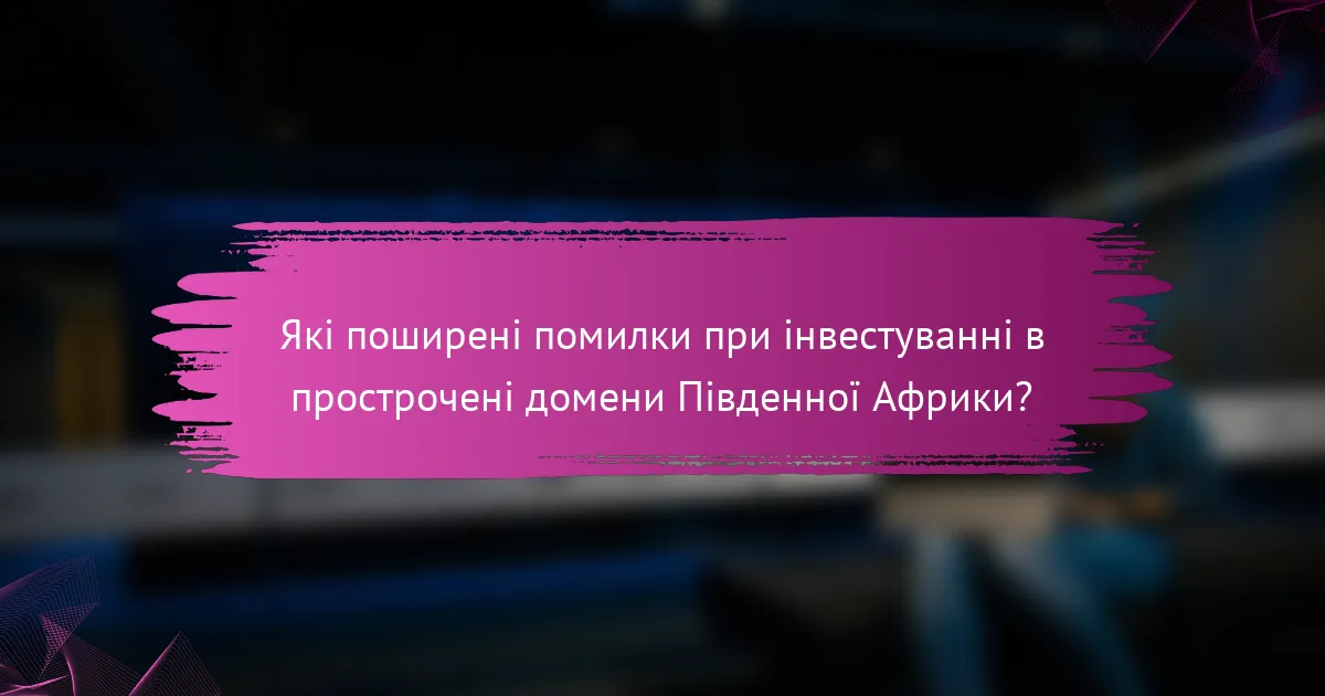 Які поширені помилки при інвестуванні в прострочені домени Південної Африки?